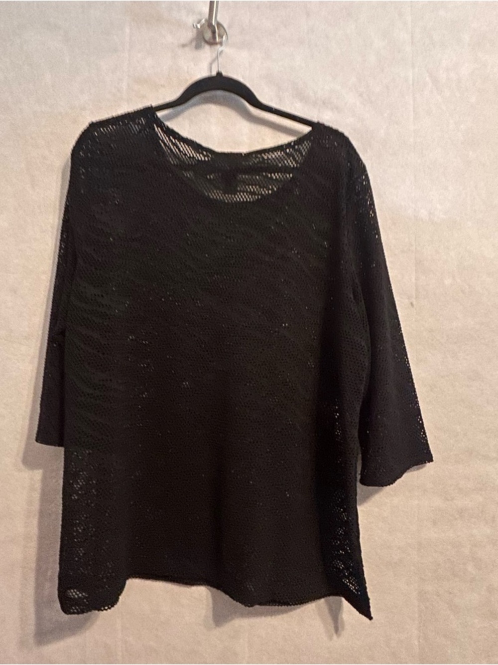 Black Open-Knit Women's Top - Lightweight Layering Piece Chico's Travelers 3